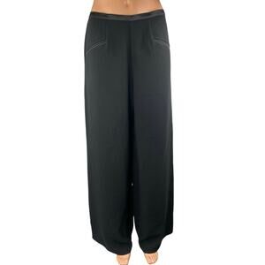 De Laru Women's Black High Waisted Baggy Palazzo Wide Leg Trousers Dress Pants 6